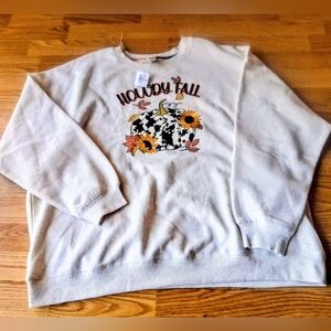 NWT Womens Plus Size Sweatshirt, Cream  Fall Print Says HOWDY FALL SZ 3X
